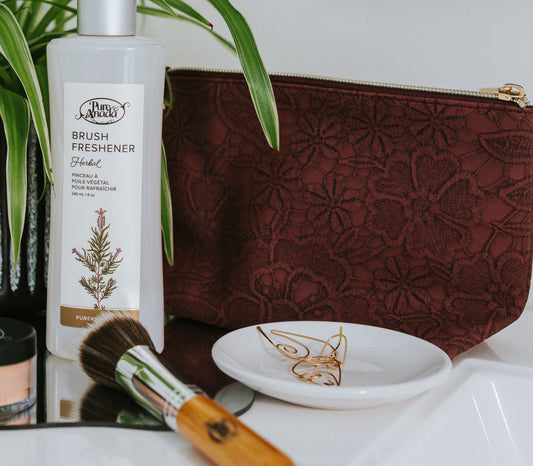 Burgundy Lace Cosmetic Bag